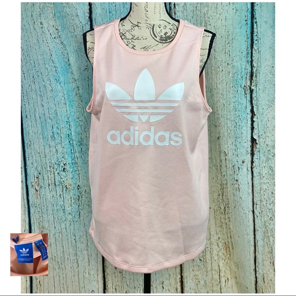 ADIDAS LN Blush Pink White Trefoil Tank - Picture 2 of 11